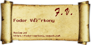 Fodor Várkony névjegykártya